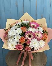 Букет цветов из:  Розы, Герберы и Хризантемы в Сараи