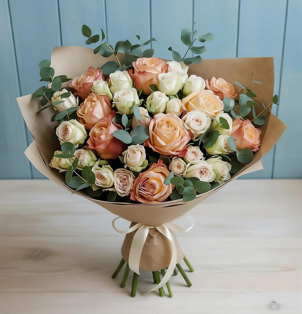 Букет цветов из: Альстромерии и Розы в Сараи