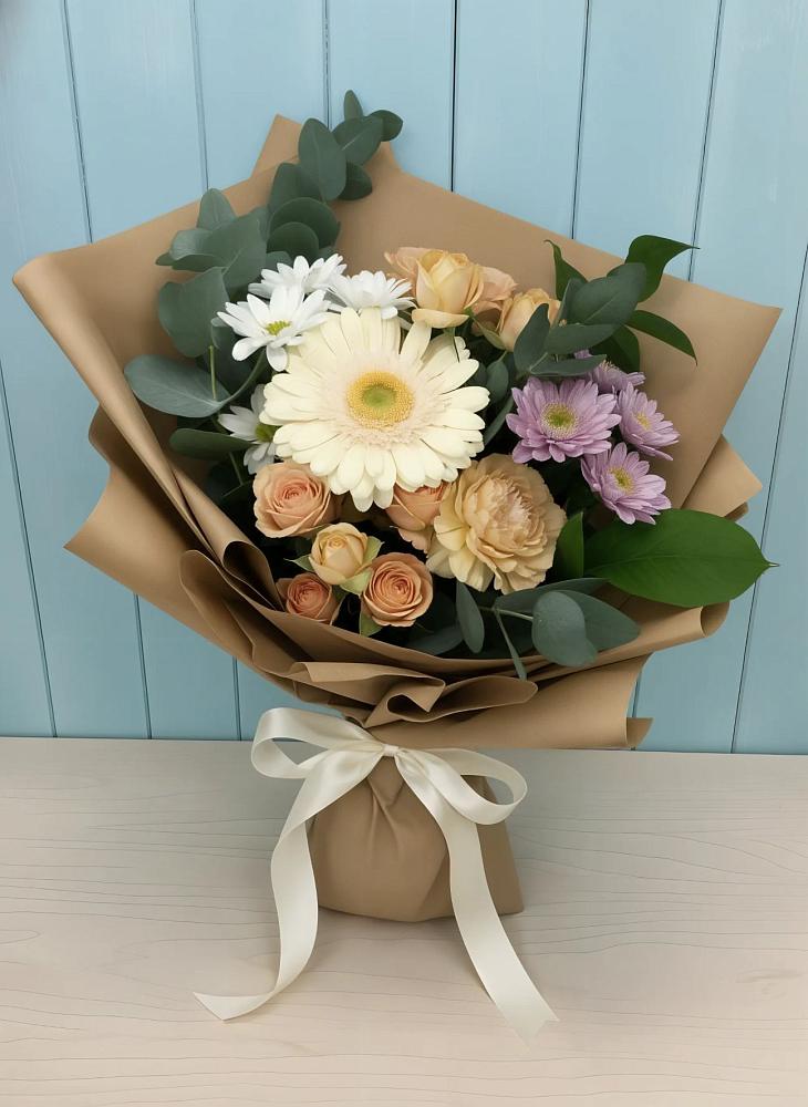 Букет цветов из: Герберы и Хризантемы в Сараи