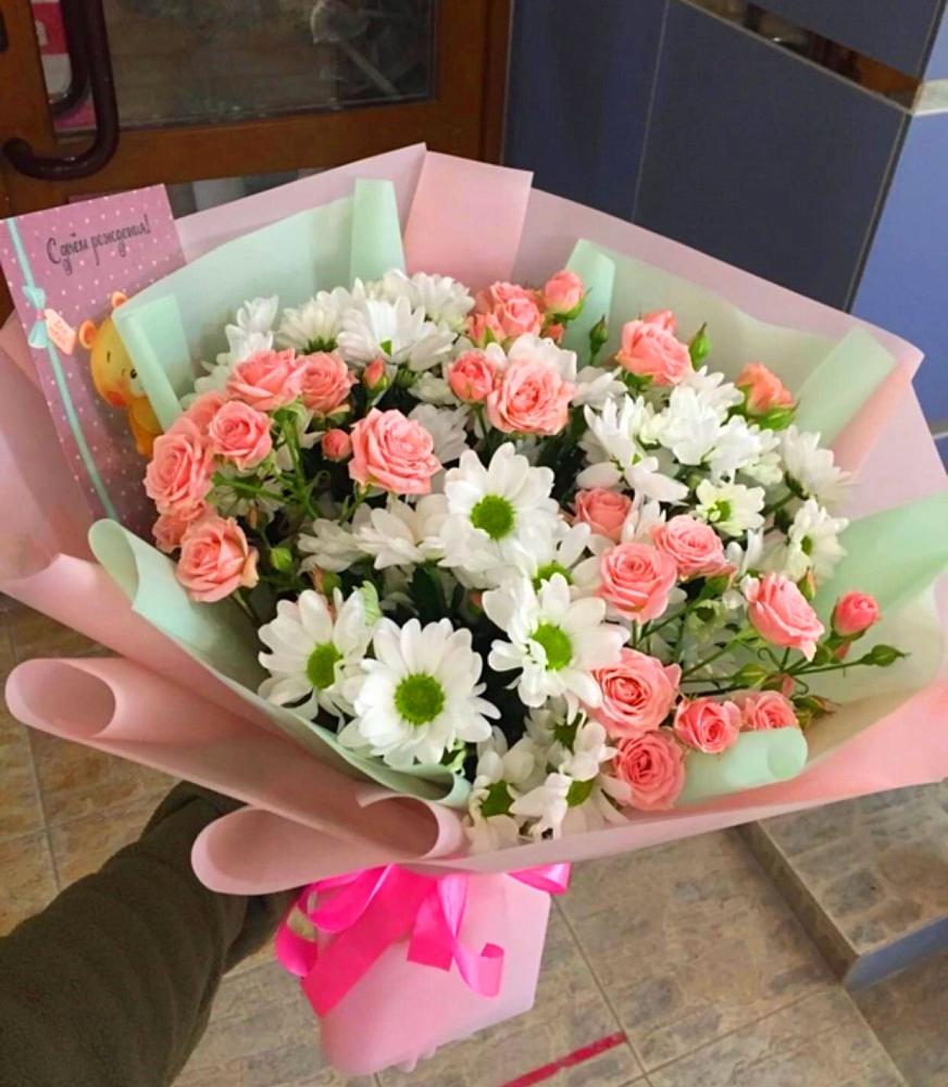 Букет цветов из: Розы и Хризантемы в Сараи