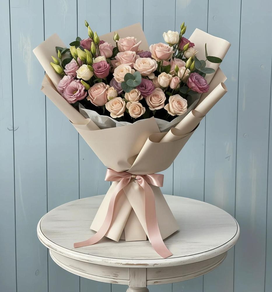 Букет цветов из: Розы и Лизиантусы в Сараи