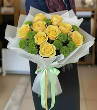 Букет цветов из:  Хризантемы и Розы в Сараи