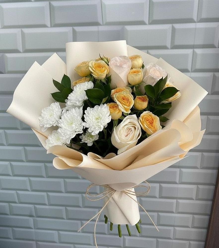 Букет цветов из: Розы и Хризантемы в Сараи