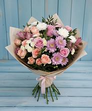 Букет цветов из:  Хризантемы, Розы и Альстромерии #REPLACE_PRED# Сараи