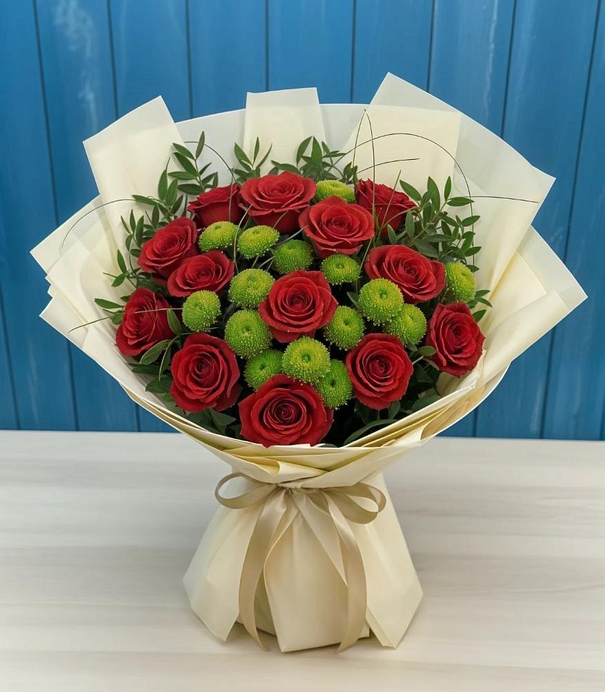 Букет цветов из: Розы и Хризантемы в Сараи