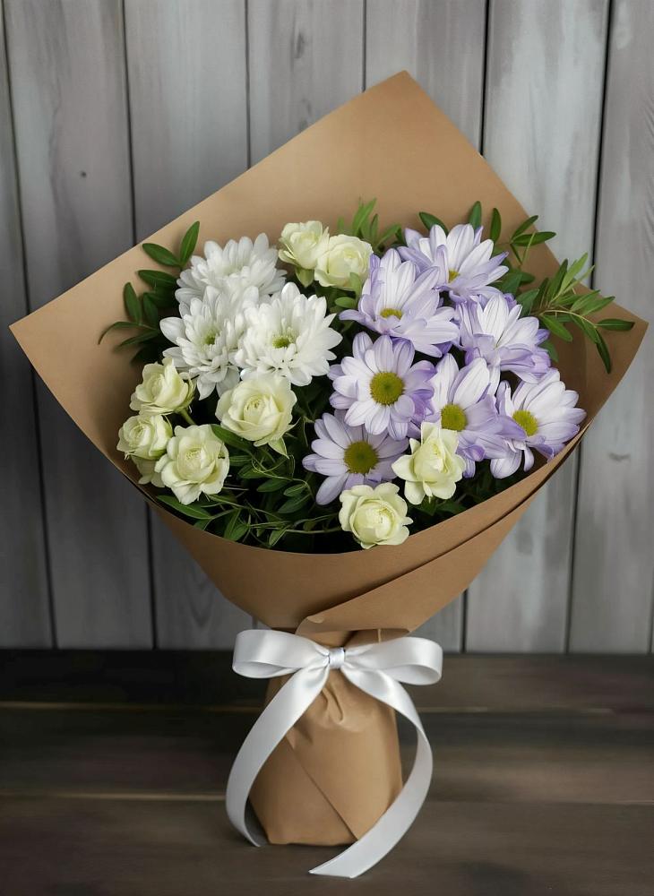 Букет цветов из: Хризантемы и Розы в Сараи